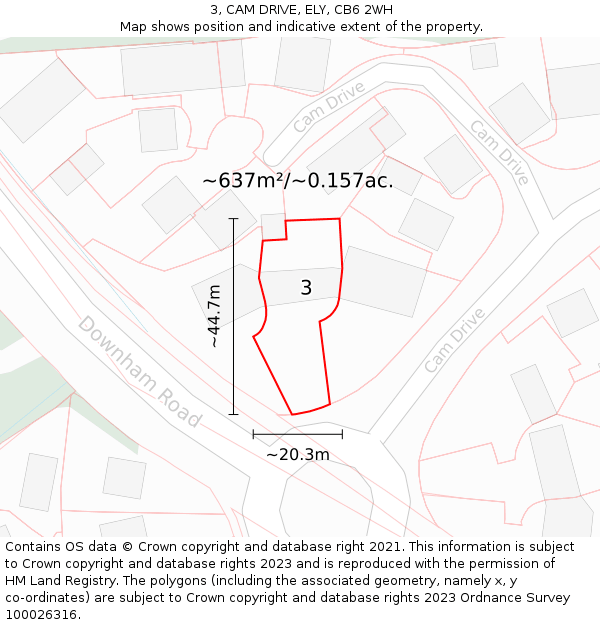 3, CAM DRIVE, ELY, CB6 2WH: Plot and title map