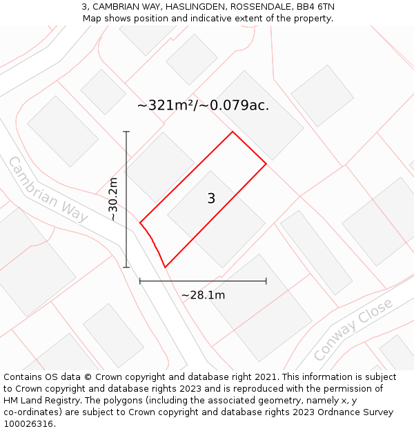 3, CAMBRIAN WAY, HASLINGDEN, ROSSENDALE, BB4 6TN: Plot and title map