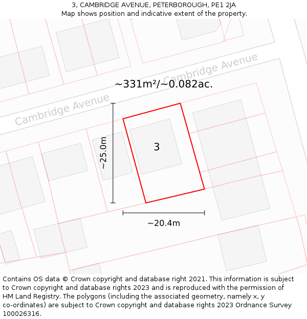 3, CAMBRIDGE AVENUE, PETERBOROUGH, PE1 2JA: Plot and title map