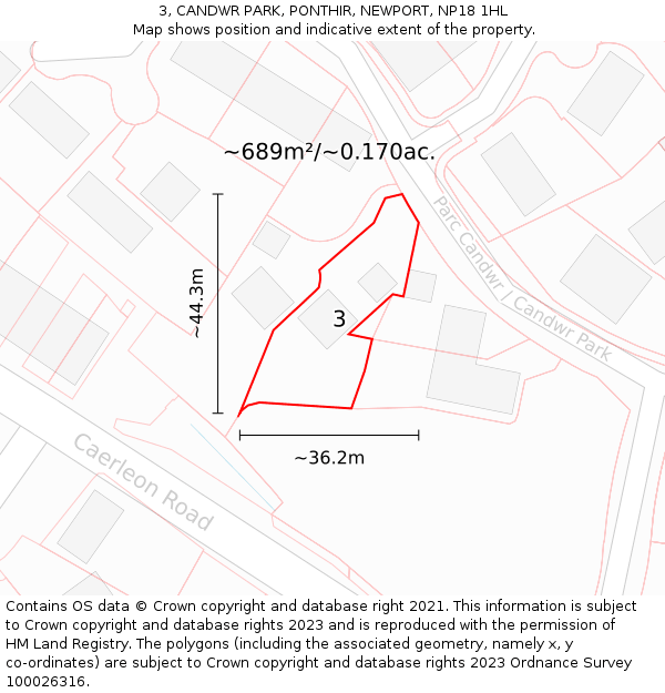 3, CANDWR PARK, PONTHIR, NEWPORT, NP18 1HL: Plot and title map