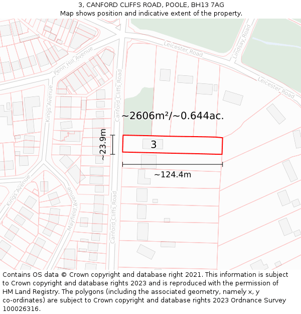 3, CANFORD CLIFFS ROAD, POOLE, BH13 7AG: Plot and title map