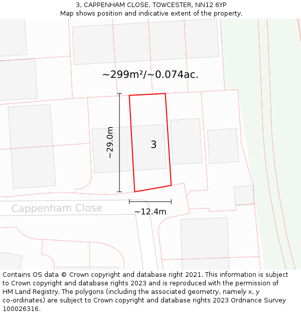 3, CAPPENHAM CLOSE, TOWCESTER, NN12 6YP: Plot and title map