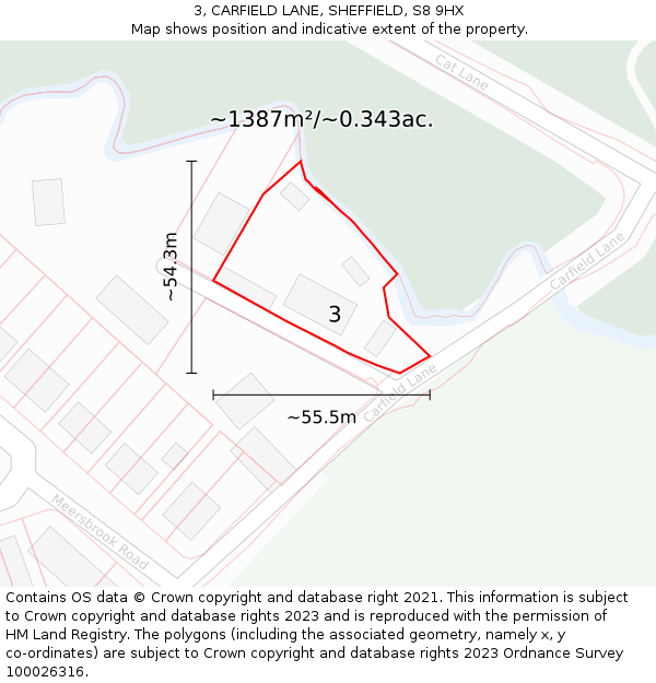 3, CARFIELD LANE, SHEFFIELD, S8 9HX: Plot and title map