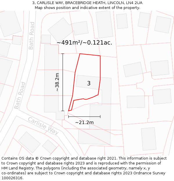 3, CARLISLE WAY, BRACEBRIDGE HEATH, LINCOLN, LN4 2UA: Plot and title map
