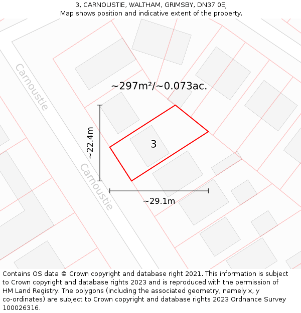 3, CARNOUSTIE, WALTHAM, GRIMSBY, DN37 0EJ: Plot and title map