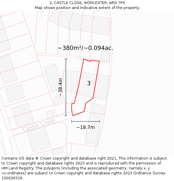 3, CASTLE CLOSE, WORCESTER, WR3 7PX: Plot and title map