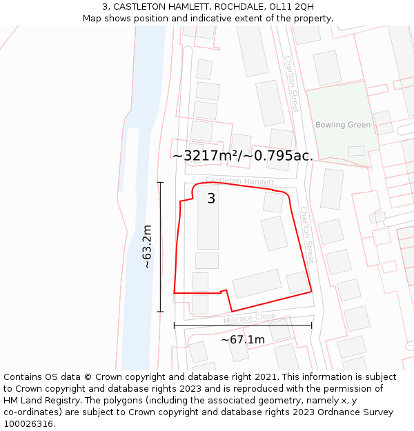 3, CASTLETON HAMLETT, ROCHDALE, OL11 2QH: Plot and title map