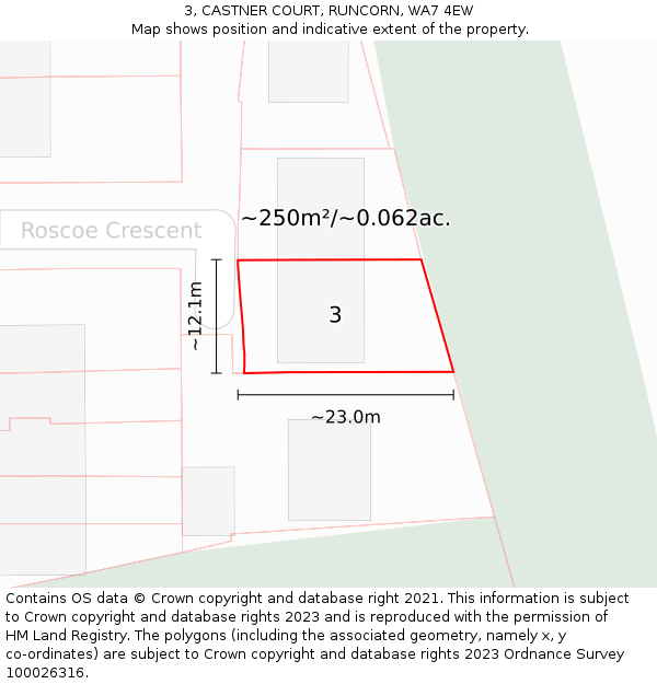 3, CASTNER COURT, RUNCORN, WA7 4EW: Plot and title map