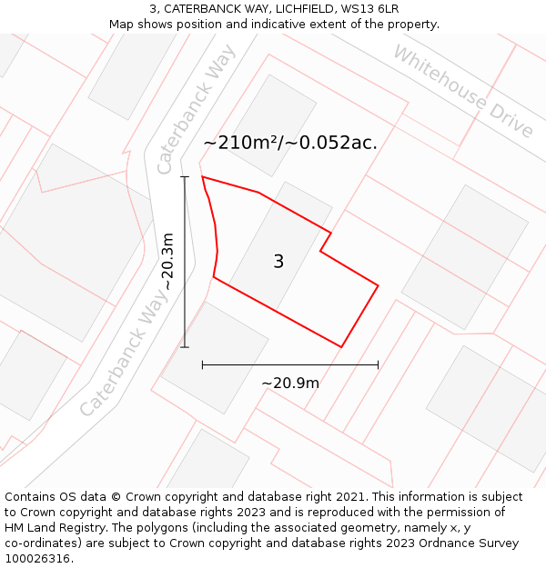 3, CATERBANCK WAY, LICHFIELD, WS13 6LR: Plot and title map