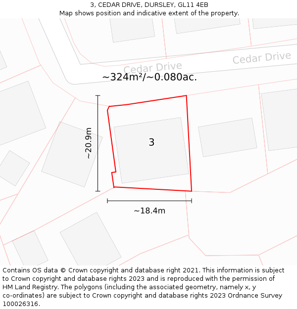 3, CEDAR DRIVE, DURSLEY, GL11 4EB: Plot and title map