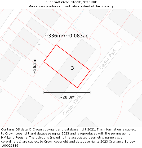 3, CEDAR PARK, STONE, ST15 8PE: Plot and title map