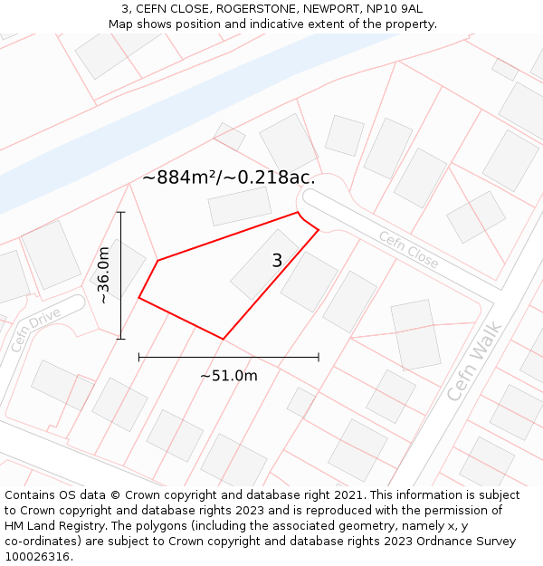 3, CEFN CLOSE, ROGERSTONE, NEWPORT, NP10 9AL: Plot and title map