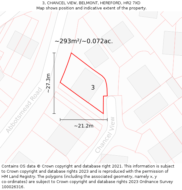 3, CHANCEL VIEW, BELMONT, HEREFORD, HR2 7XD: Plot and title map