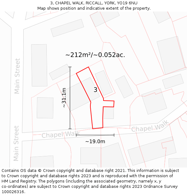 3, CHAPEL WALK, RICCALL, YORK, YO19 6NU: Plot and title map