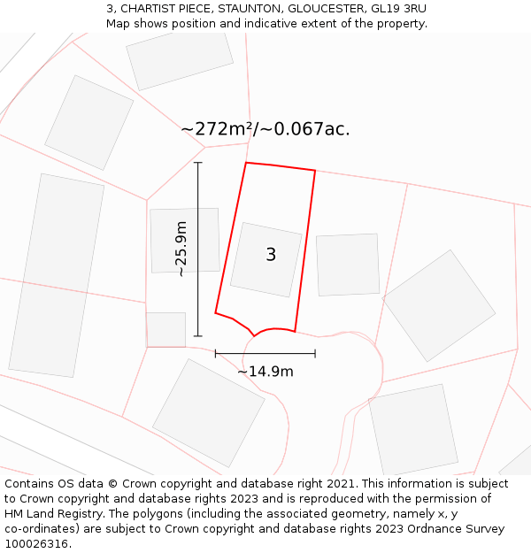 3, CHARTIST PIECE, STAUNTON, GLOUCESTER, GL19 3RU: Plot and title map