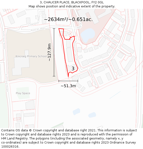 3, CHAUCER PLACE, BLACKPOOL, FY2 0GL: Plot and title map
