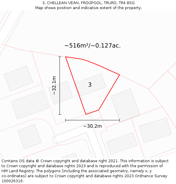 3, CHELLEAN VEAN, FROGPOOL, TRURO, TR4 8SG: Plot and title map