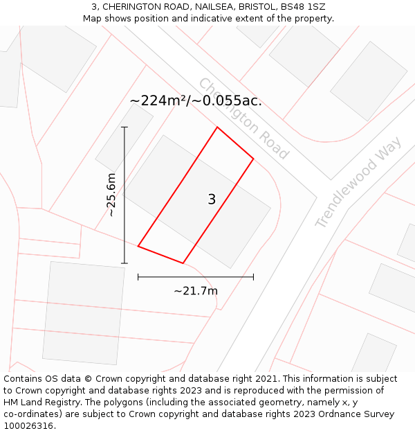 3, CHERINGTON ROAD, NAILSEA, BRISTOL, BS48 1SZ: Plot and title map