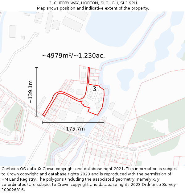 3, CHERRY WAY, HORTON, SLOUGH, SL3 9PU: Plot and title map