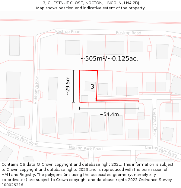 3, CHESTNUT CLOSE, NOCTON, LINCOLN, LN4 2DJ: Plot and title map
