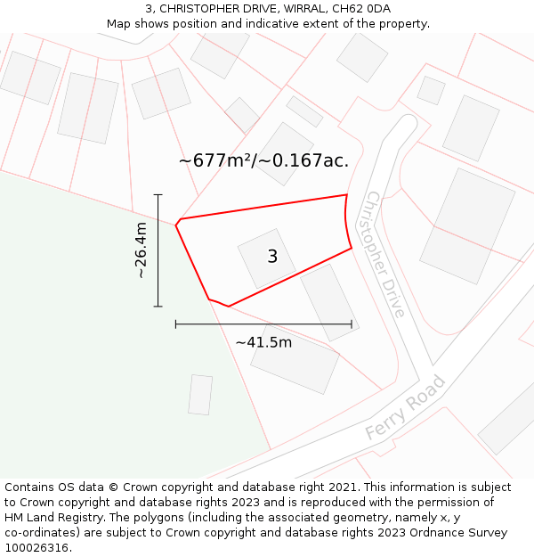 3, CHRISTOPHER DRIVE, WIRRAL, CH62 0DA: Plot and title map