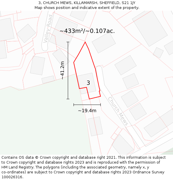 3, CHURCH MEWS, KILLAMARSH, SHEFFIELD, S21 1JY: Plot and title map