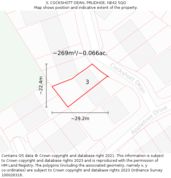 3, COCKSHOTT DEAN, PRUDHOE, NE42 5QG: Plot and title map