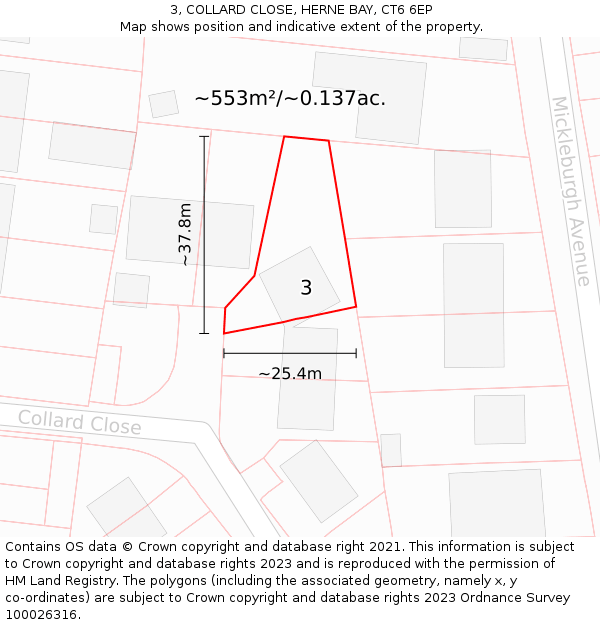 3, COLLARD CLOSE, HERNE BAY, CT6 6EP: Plot and title map