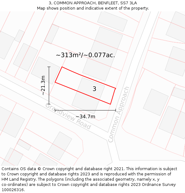 3, COMMON APPROACH, BENFLEET, SS7 3LA: Plot and title map