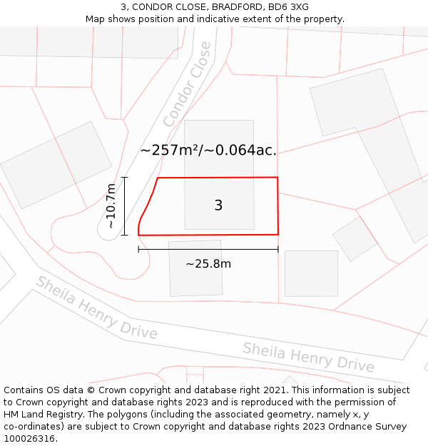 3, CONDOR CLOSE, BRADFORD, BD6 3XG: Plot and title map