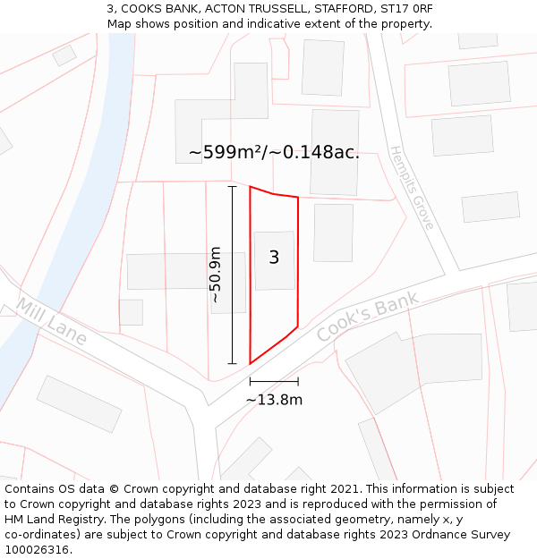 3, COOKS BANK, ACTON TRUSSELL, STAFFORD, ST17 0RF: Plot and title map