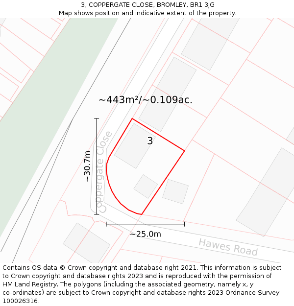 3, COPPERGATE CLOSE, BROMLEY, BR1 3JG: Plot and title map