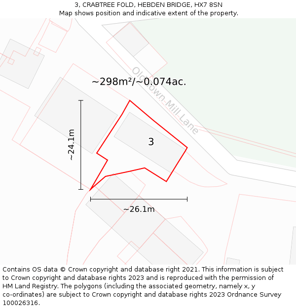 3, CRABTREE FOLD, HEBDEN BRIDGE, HX7 8SN: Plot and title map
