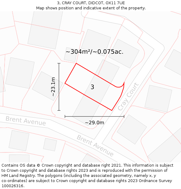 3, CRAY COURT, DIDCOT, OX11 7UE: Plot and title map
