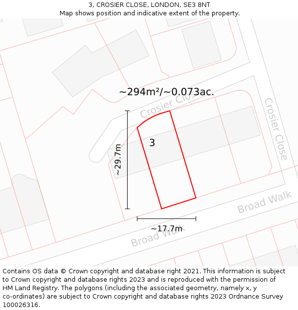 3, CROSIER CLOSE, LONDON, SE3 8NT: Plot and title map