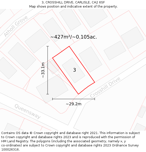 3, CROSSHILL DRIVE, CARLISLE, CA2 6SF: Plot and title map