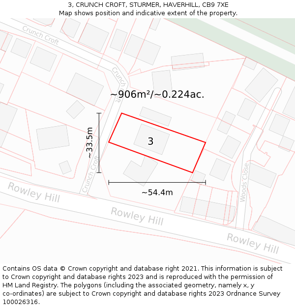 3, CRUNCH CROFT, STURMER, HAVERHILL, CB9 7XE: Plot and title map