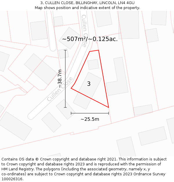 3, CULLEN CLOSE, BILLINGHAY, LINCOLN, LN4 4GU: Plot and title map