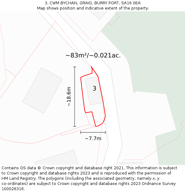 3, CWM BYCHAN, GRAIG, BURRY PORT, SA16 0EA: Plot and title map
