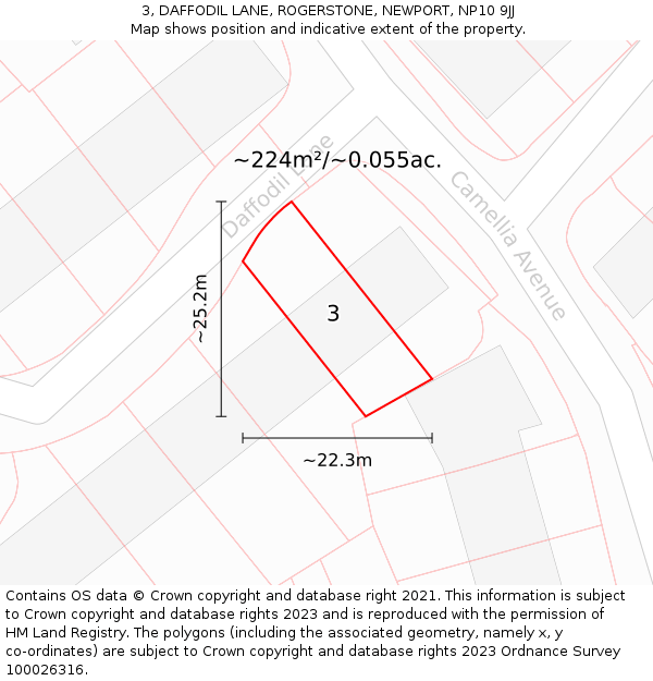 3, DAFFODIL LANE, ROGERSTONE, NEWPORT, NP10 9JJ: Plot and title map