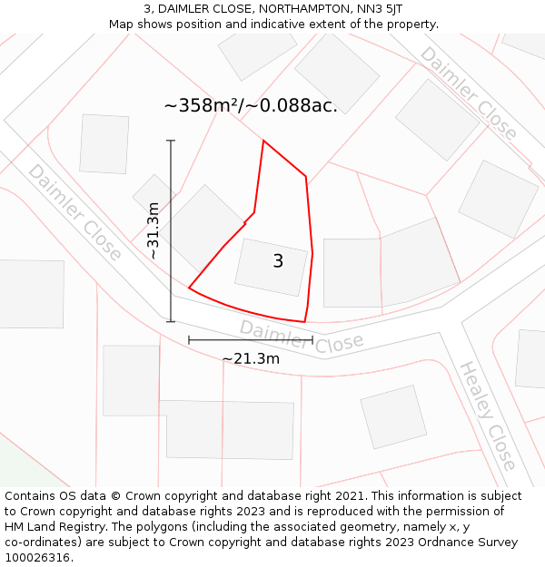 3, DAIMLER CLOSE, NORTHAMPTON, NN3 5JT: Plot and title map