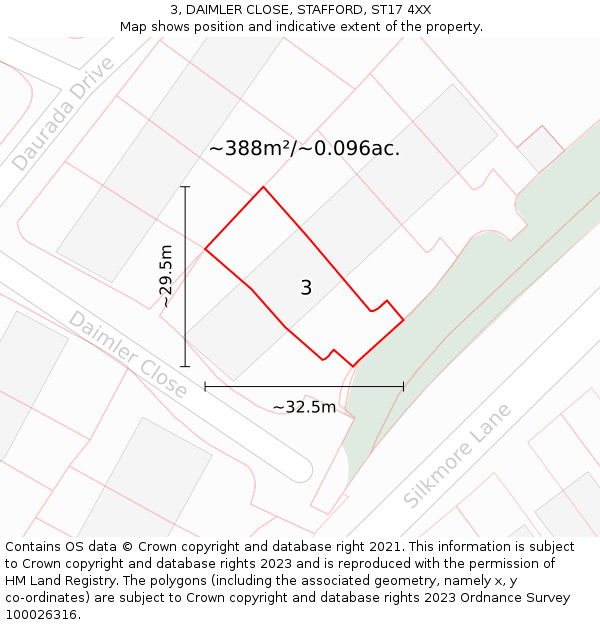 3, DAIMLER CLOSE, STAFFORD, ST17 4XX: Plot and title map