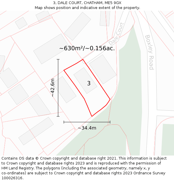 3, DALE COURT, CHATHAM, ME5 9GX: Plot and title map
