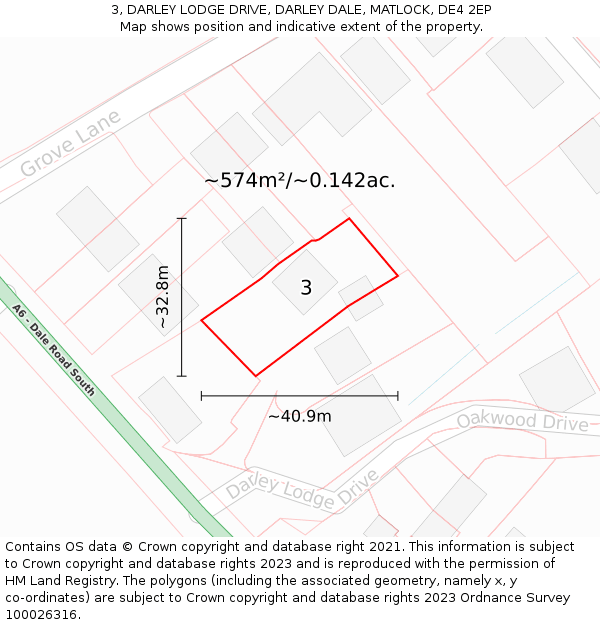3, DARLEY LODGE DRIVE, DARLEY DALE, MATLOCK, DE4 2EP: Plot and title map
