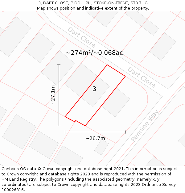 3, DART CLOSE, BIDDULPH, STOKE-ON-TRENT, ST8 7HG: Plot and title map