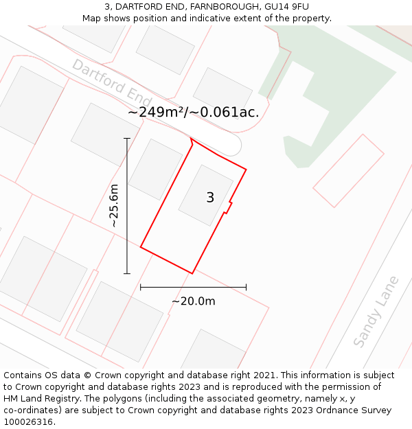 3, DARTFORD END, FARNBOROUGH, GU14 9FU: Plot and title map