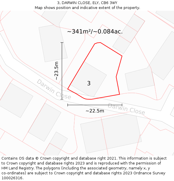 3, DARWIN CLOSE, ELY, CB6 3WY: Plot and title map