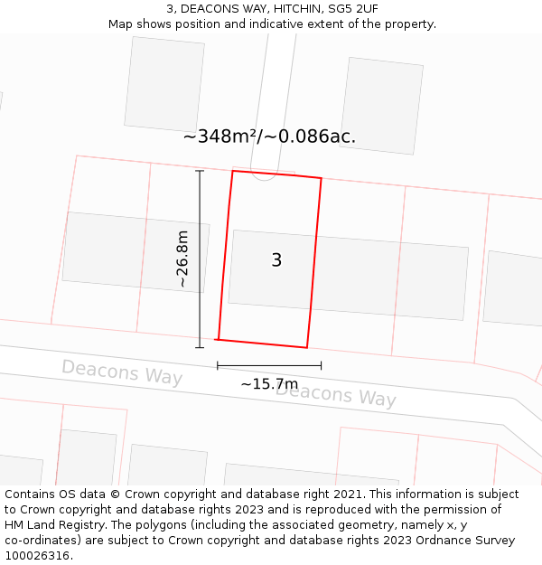3, DEACONS WAY, HITCHIN, SG5 2UF: Plot and title map
