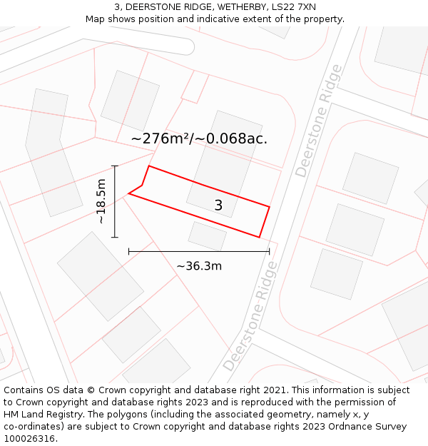 3, DEERSTONE RIDGE, WETHERBY, LS22 7XN: Plot and title map