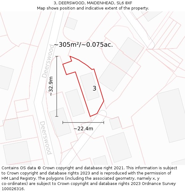 3, DEERSWOOD, MAIDENHEAD, SL6 8XF: Plot and title map